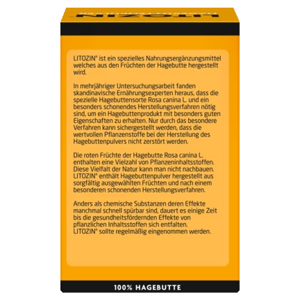 Abbildung der Produktverpackung  Hagebuttenpulver Rückansicht